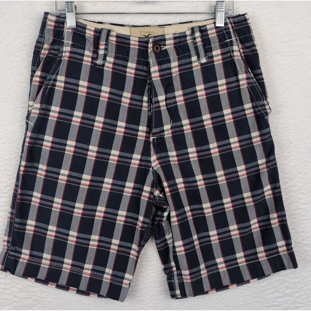 Hollister Plaid Shorts Men's 32 VTG Y2K Button Fly Red Blue